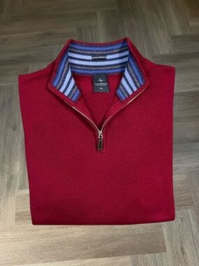 TailorByrd 1/4 Zip Golf Tennis Preppy Classic Sweater Mens XXL Burgundy Nautical